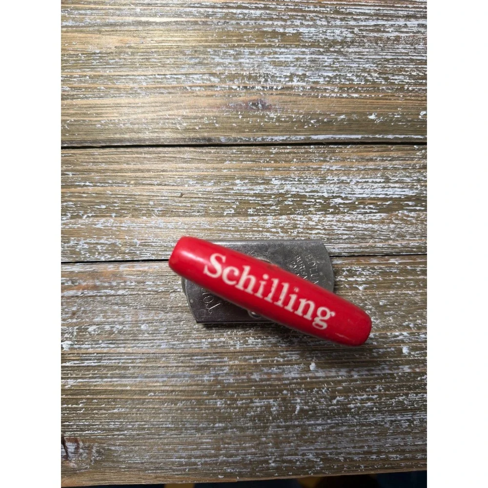 Vintage Schilling Edlund Co Top-Off Jar Bottle Opener Red Handle Burlington VT